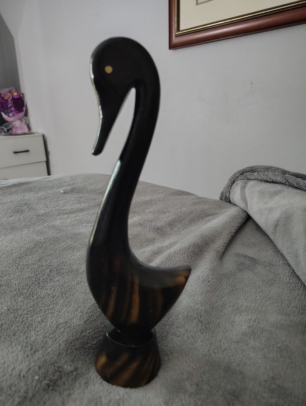 Hand Carved Wood Swan Sculpture